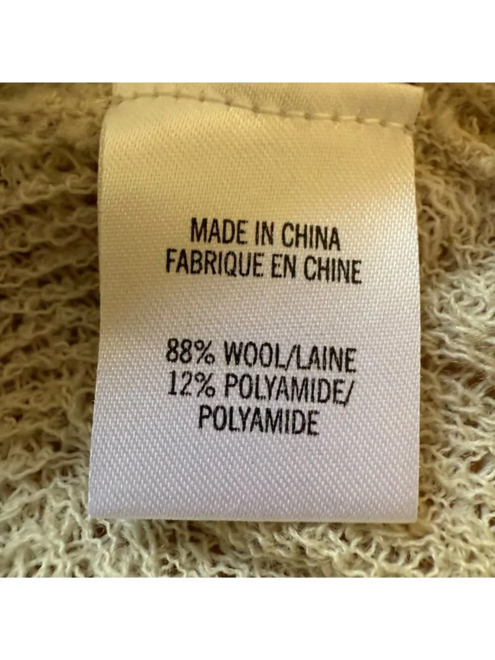 Helmut Lang Size M Beige Asymmetric Pullover Knit Wool Blend Crew Neck Sweater